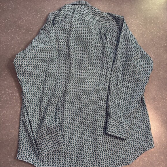 Paul Fredrick Geometric Print Dress Shirt – Size 16 x 34, Classic Fit - Picture 4 of 9